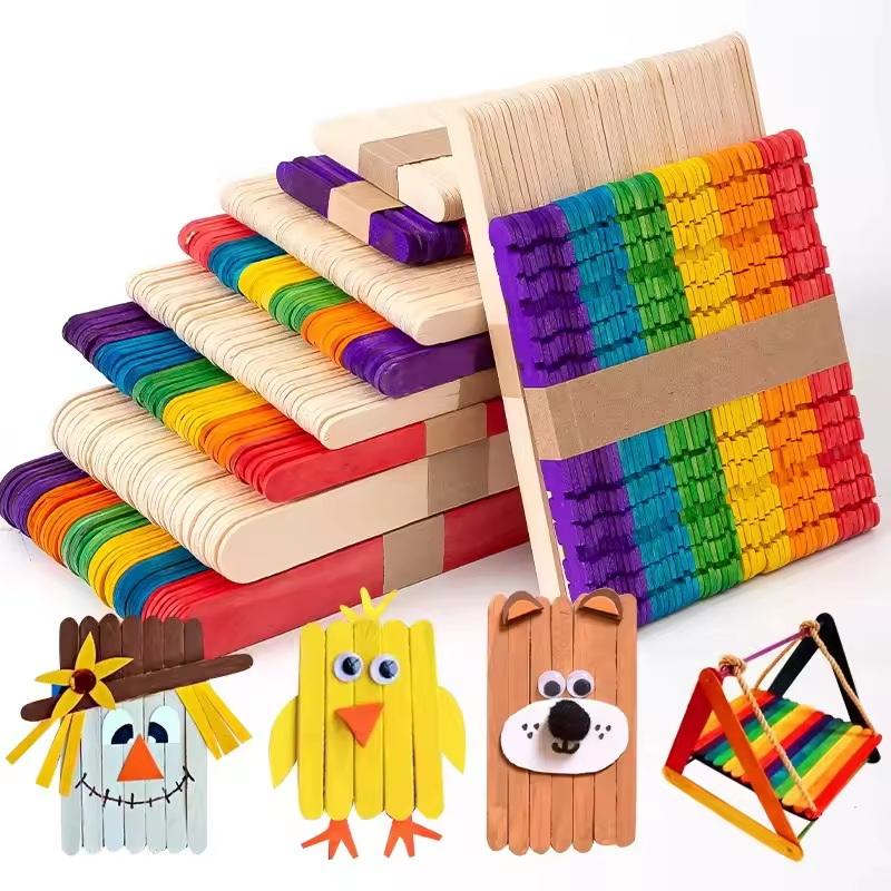 Art Craft Handmade - Bulk Colorful Wooden Ice Cream Sticks