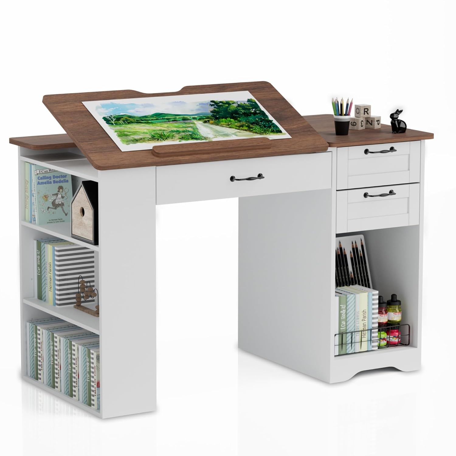 Art & Craft Tape - Drafting Table with Storage Cabinet &