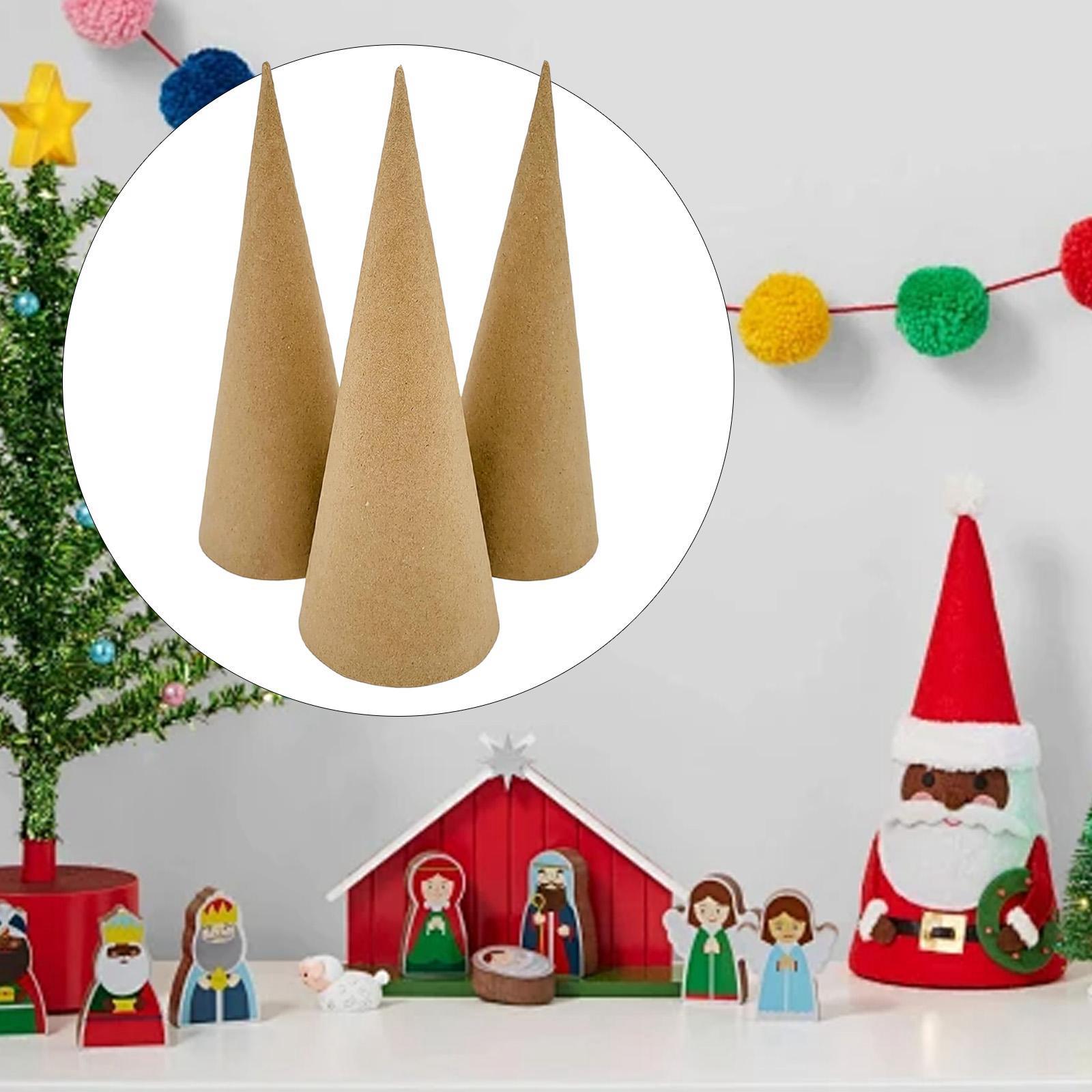 Art Craft With Cardboard - 3x Paper Mache Cones, Open Bottom