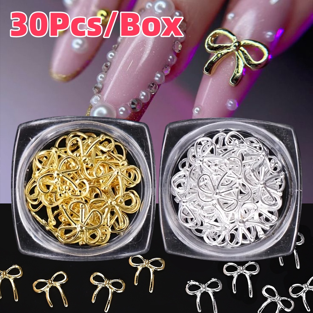Box Art And Craft - 30Pcs/Box 3D Hollow Bowknot Nail Art