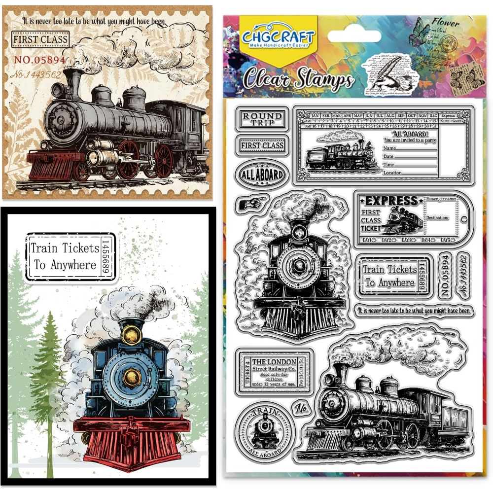 Rubber Stamp Blank - Vintage Train Tickets Clear Stamp Silicone