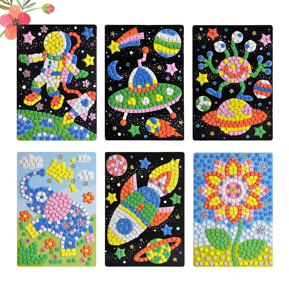 6Pcs Childrens Mosaic Art Stic – Art And Craft For Nursery recenzja i cena