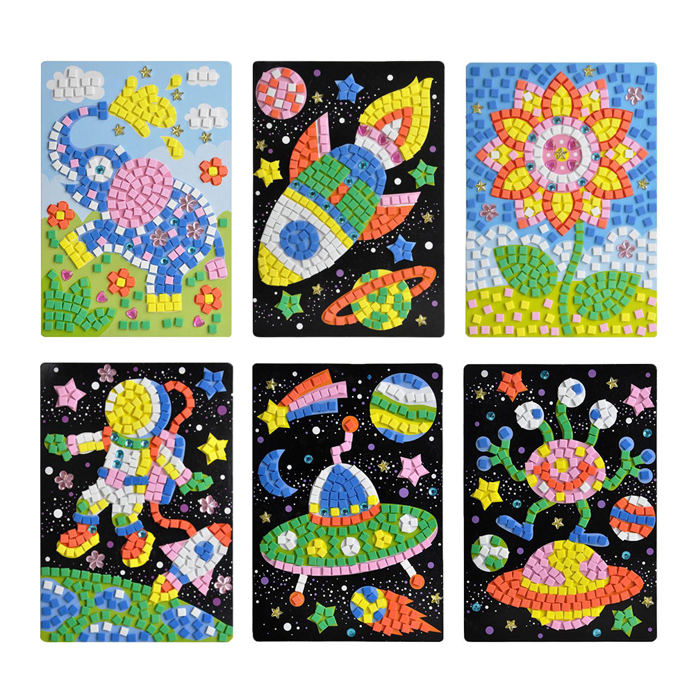 6Pcs Childrens Mosaic Art Stic – Art And Craft For Nursery recenzja i cena