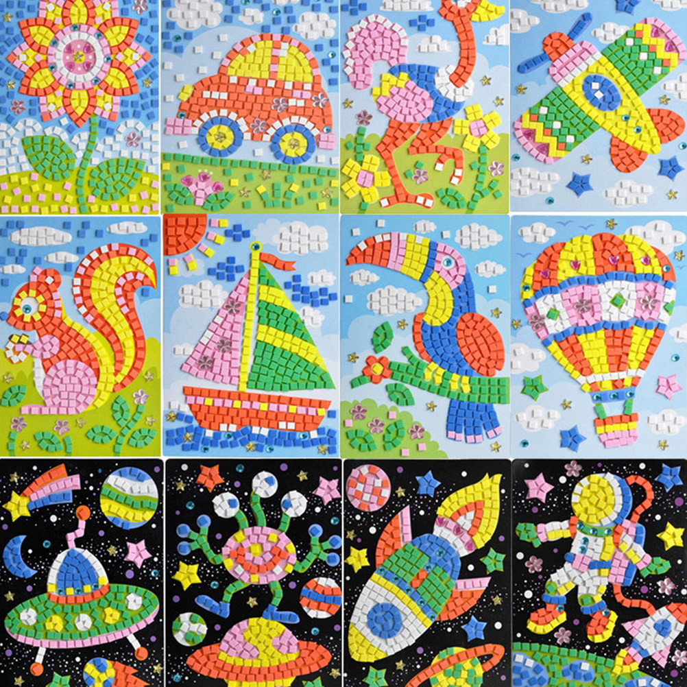 6Pcs Childrens Mosaic Art Stic – Art And Craft For Nursery recenzja i cena