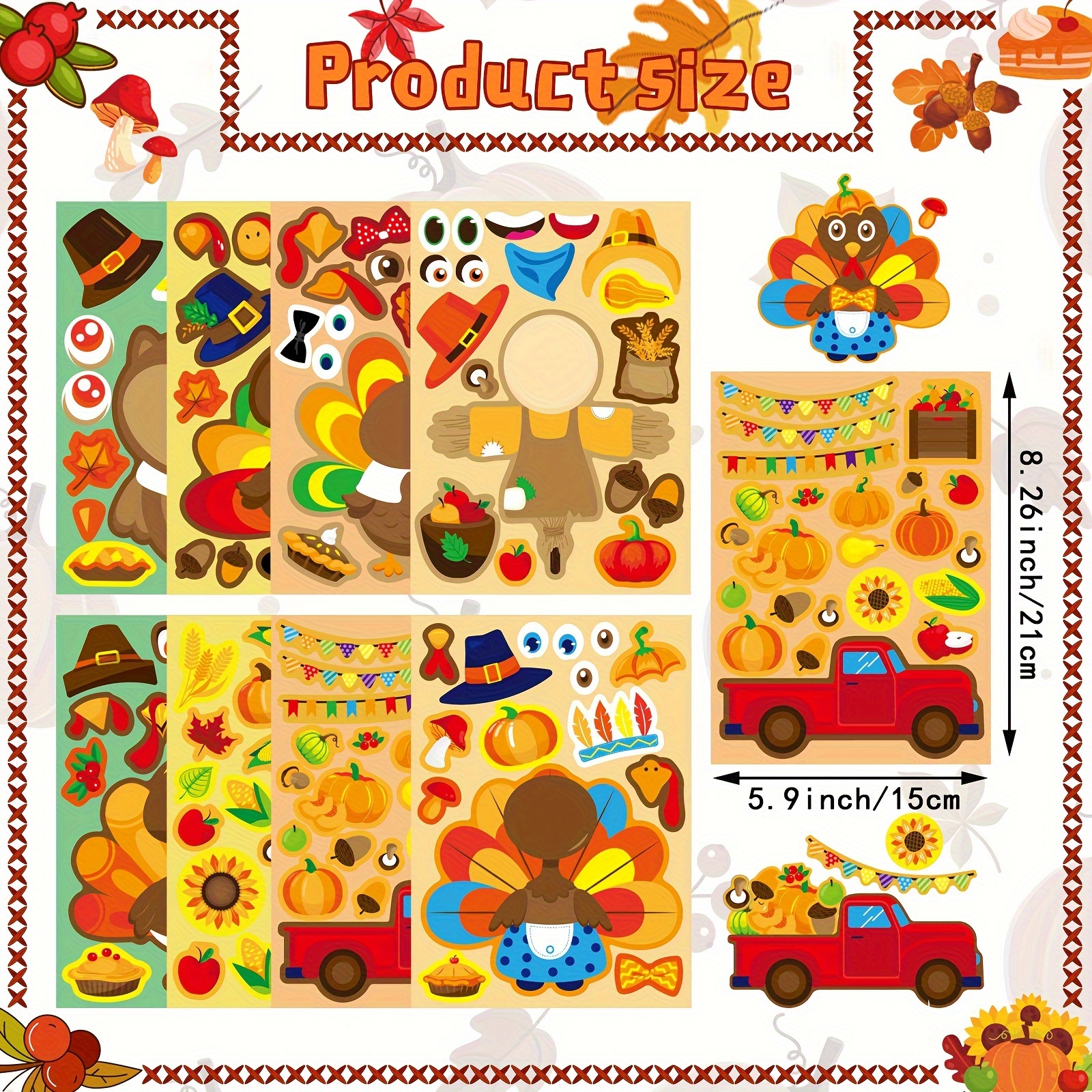 8/16Sheets Thanksgiving Turkey – Art And Craft Autumn recenzja i cena