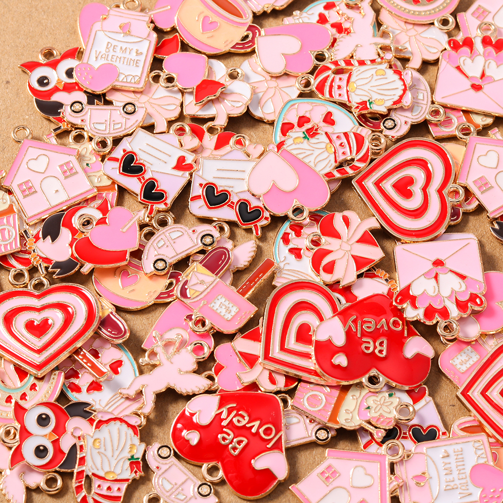 10pcs Cute Enamel Love Heart P – Art Craft Handmade recenzja i cena