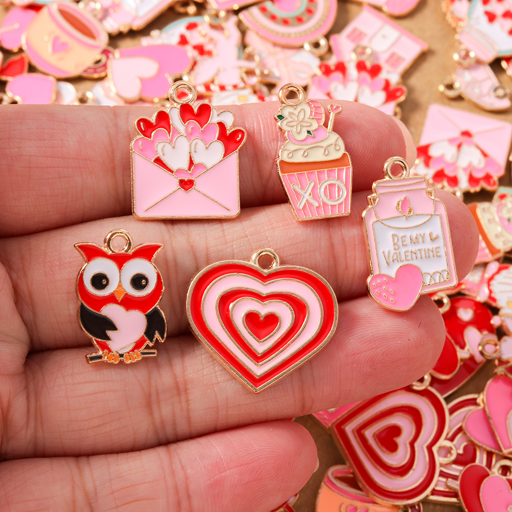 10pcs Cute Enamel Love Heart P – Art Craft Handmade recenzja i cena