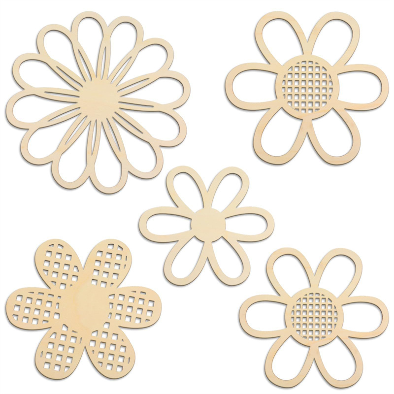 5pcs Wooden Flower Wall Decor  – Art And Craft For Nursery recenzja i cena