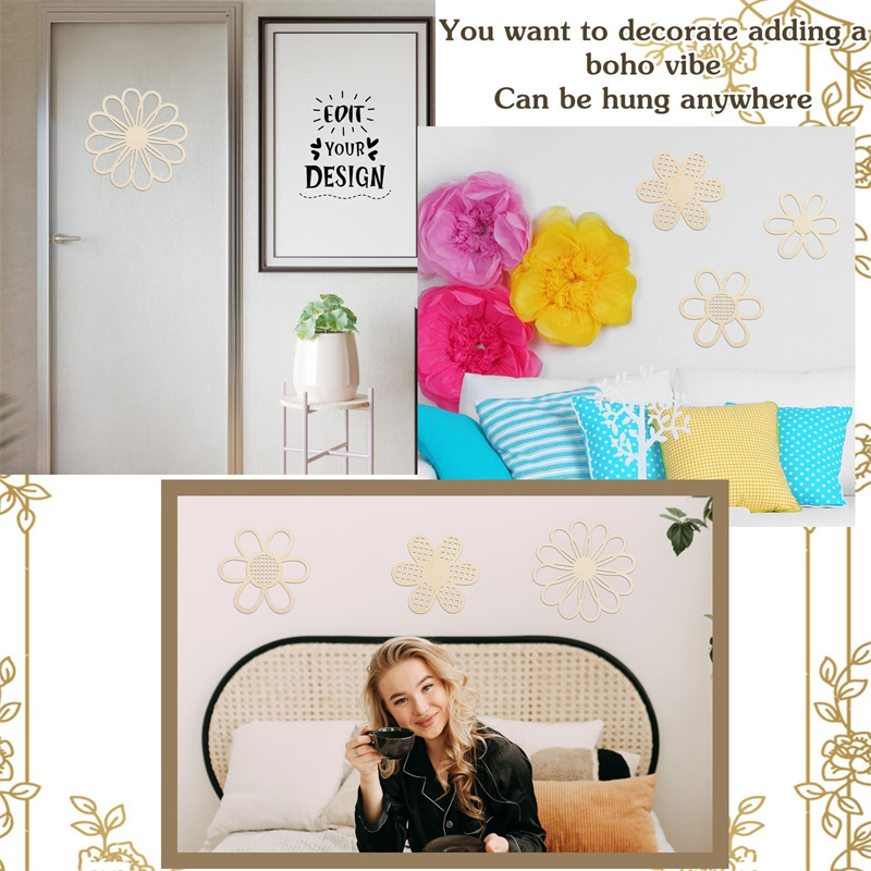 5pcs Wooden Flower Wall Decor  – Art And Craft For Nursery recenzja i cena