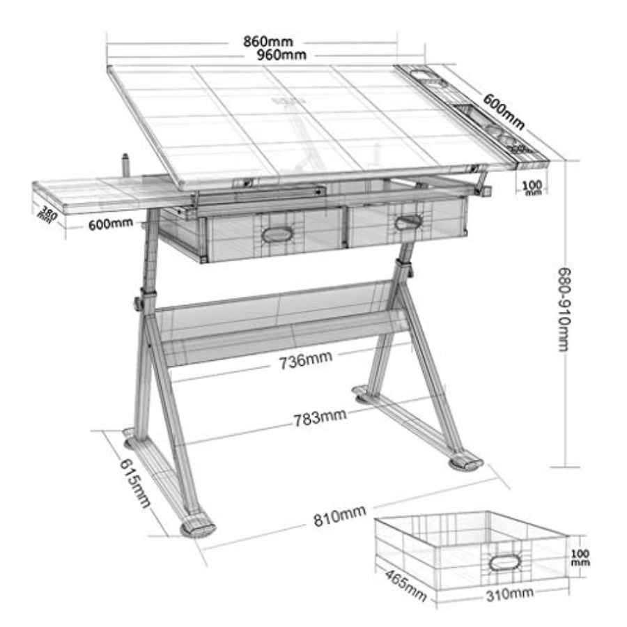 Drafting Table with Storage He – Art & Craft Tape recenzja i cena