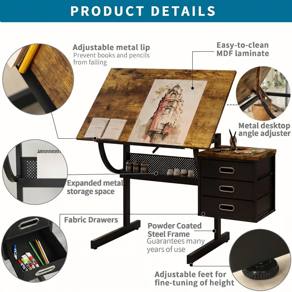 Adjustable Art Desk with Stora – Art & Craft Tape recenzja i cena