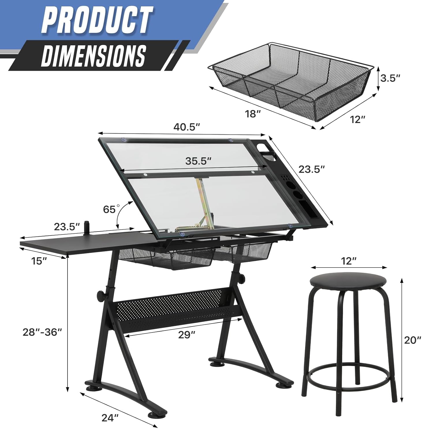 Drafting Table with Height Adj – Art & Craft Tape recenzja i cena
