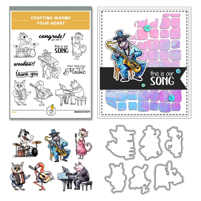Cute Cartoon Musician Animals  – Rubber Stamp Blank recenzja i cena